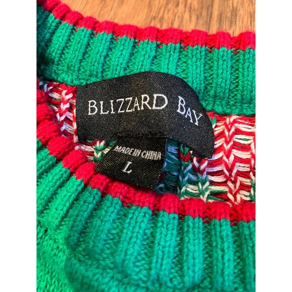 Ugly Christmas Sweater Blizzard Bay Men's Large Timmy The T-Rex Green Red Dino - Picture 4 of 10